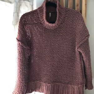 Free People Chunky Knit Sweater Brown Small SOFT